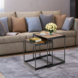 Set of 2 Modern Nesting End Tables with Metal Legs for Living Room