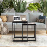 Set of 2 Modern Nesting End Tables with Metal Legs for Living Room