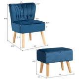 Modern Accent Chair Ottoman Set with Footstool