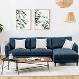 L-Shaped Fabric Sectional Sofa with Chaise Lounge and Solid Wood Legs