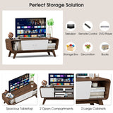 Sliding Door TV Stand with Adjustable Shelf for Tvs up to 55 Inch