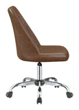Upholstered Tufted Back Office Chair Brown and Chrome