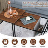 Set of 2 Nesting Coffee Tables with Side Pocket for Living Room Bedroom