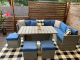 Sea Shine 7 Piece All Weather Wicker Sofa Seating Group with Cushions, Coffee Table and ottomans