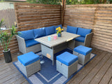 Sea Shine 7 Piece All Weather Wicker Sofa Seating Group with Cushions, Coffee Table and ottomans