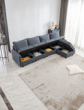 Free Combination Module Sofa L-Shape,4 seats,With Storage,Dark Gray