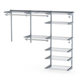 Adjustable Closet Organizer Kit with Shelves and Hanging Rods for 4 to 6 Feet