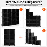 16 Cubes Plastic Storage Organizer with Rustproof Steel Frame