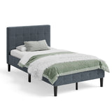 Twin Upholstered Bed Frame with Button Tufted Headboard