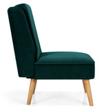 Velvet Accent Armless Side Chair with Rubber Wood Legs for Bedroom