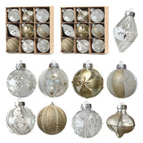 18CT 8cm/3.15in Gold Large Christmas Ornaments Set 2022 Clear Xmas Balls Decor Shatterproof Christmas Tree Decorations for Christmas Trees