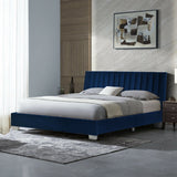 Queen Size Tufted Platform Bed Frame with Vertical Channel Upholstered Headboard