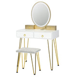 Vanity Table Set with 3-Color Lighted Dimmable Mirror