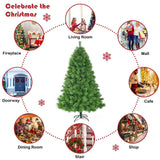 7 Feet Hinged Artificial Christmas Tree Holiday Decoration with Stand