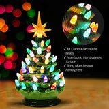 9.5 Inch Prelit Hand-Painted Ceramic Battery Powered Christmas Tree