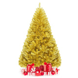 6/7.5 Feet Artificial Tinsel Christmas Tree Hinged with Foldable Stand