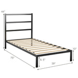 Twin/Full Size Metal Bed Platform Frame with Headboard.