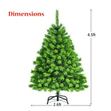 4.5 Feet Pre-Lit Hinged Christmas Tree Green Flocked with 392 Tips and 150 LED Lights