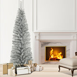 6 Feet Artificial Pencil Christmas Tree with Electroplated Technology