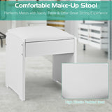 Vanity Makeup Dressing Table Set with Flip Top Mirror and Cushioned Stool
