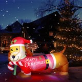 5FT Christmas Inflatable Decorations Dachshund Dog; LED Lights; Blow Up Yard Décor; 5 Feet Long; Brown