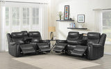 Hand-Rubbed Charcoal Leather Power Lıvıng Room Sets 2 Pc Set