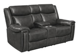 Hand-Rubbed Charcoal Leather Power Lıvıng Room Sets 2 Pc Set