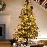 6.5FT Pre-lit Artificial Christmas Tree with 300 Lights; Includes Pre-Strung White Lights & Stand