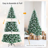 6/7.5/9 Feet Artificial Snow Flocked Christmas Tree with Pine Cones