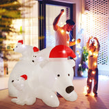 6ft Christmas Inflatable Decorations Polar Bear Family with Santa Hat Blow Up Built-in LED Outdoor Indoor Yard Lighted for Holiday Season; Quick Air Blown; 6 Feet Long