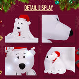 6ft Christmas Inflatable Decorations Polar Bear Family with Santa Hat Blow Up Built-in LED Outdoor Indoor Yard Lighted for Holiday Season; Quick Air Blown; 6 Feet Long