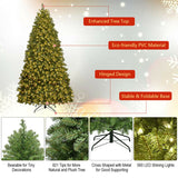 6/7/8 Feet Artificial PVC Christmas Tree with LED Lights and Stand