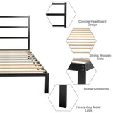 Twin/Full Size Metal Bed Platform Frame with Headboard.