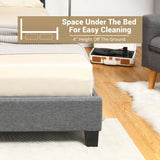 Full/Queen Size Upholstered Platform Bed Frame with Linen Headboard