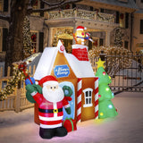 7ft Christmas Inflatable Decorations Gingerbread House with Santa Claus Blow Up Built-in LED Outdoor Indoor Yard Lighted for Holiday Season; Quick Air Blown; 7 Feet High