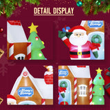 7ft Christmas Inflatable Decorations Gingerbread House with Santa Claus Blow Up Built-in LED Outdoor Indoor Yard Lighted for Holiday Season; Quick Air Blown; 7 Feet High