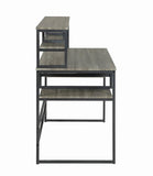 Mandy Computer Desk with Keyboard Tray Weathered Taupe and Gunmetal