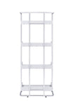 Ember 4-shelf Bookcase White High Gloss and Chrome