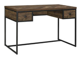 Millbrook 2-drawer Writing Desk Rustic Oak Herringbone and Gunmetal