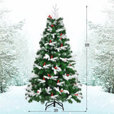 5 Feet Artificial Snow Flocked Full Christmas Tree with 418 Branch Tips