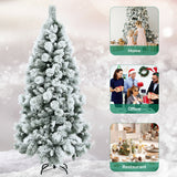 Flocked Hinged Artificial Slim Christmas Tree with Pine Needles