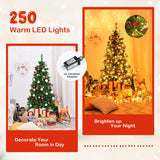 5/6/7 Feet Pre-Lit Artificial Hinged Christmas Tree with LED Lights