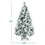 Flocked Hinged Artificial Slim Christmas Tree with Pine Needles