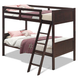 Wooden Twin over Twin Bunk Beds with Ladder and Safety Rail