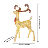 Christmas Reindeer with Red Bow; 3.6FT 150 pcs LED Light Up Reindeer Outdoor Christmas Decorations for Yard Garden
