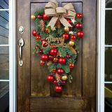 Christmas Tree Wreath for Front Door Window Xmas Wreath Hanger Artificial Christmas Holiday Ornament Xmas Heart-shap Home Decor