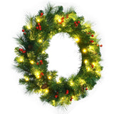 24 Feet Pre-Lit Artificial Spruce Christmas Wreath