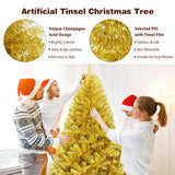 6/7.5 Feet Artificial Tinsel Christmas Tree Hinged with Foldable Stand