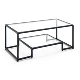 Modern Rectangular Coffee Table with Glass Table Top