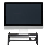 2-Tier Wood Arm Riser Desk Storage Organizer 16.7 inch Computer Monitor Stand Clamp Desk TV Shelf Risers RT